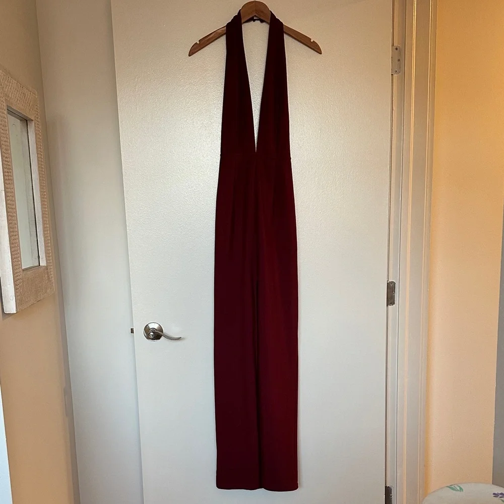 Tobi Burgundy Backless Halter Maxi Dress - Picture 4 of 6